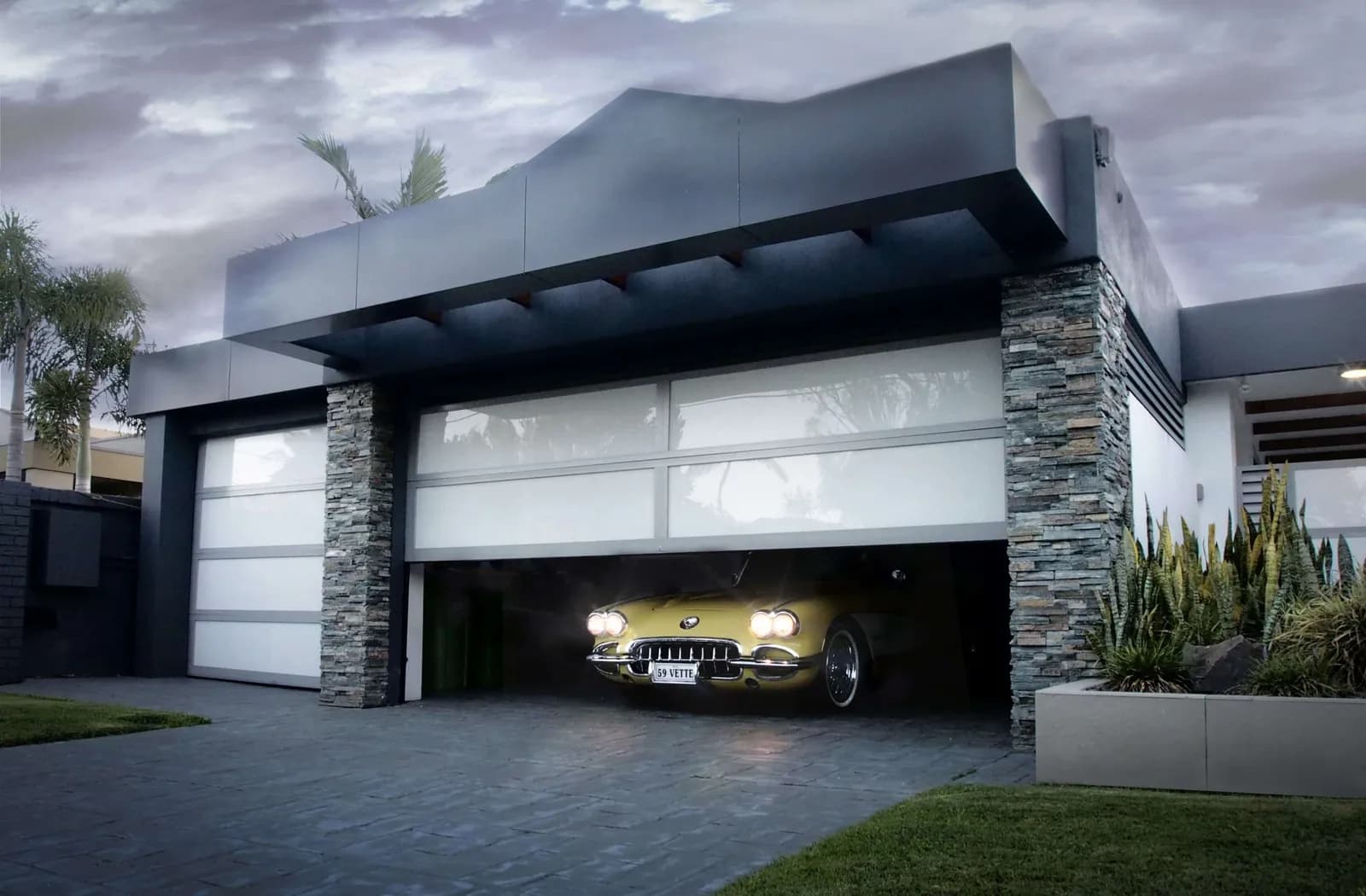 Centurion sectional garage door on an Australian home — manufacturer image